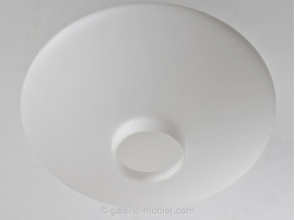 Plafonnier scandinave en opale et teck